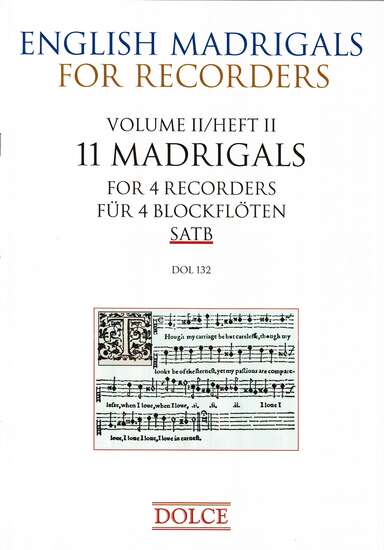 photo of English Madrigals for Recorders, Volume II, 11 Madrigals for 4 Recorders