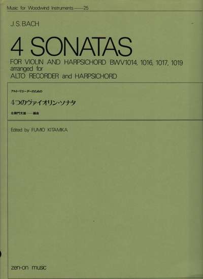photo of 4 Sonatas BWV 1014, 1016, 1017, and 1019 arranged for alto and harpsichord